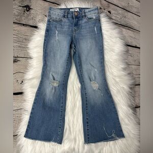 Celebrity Pink Blue Distressed Flare Jeans  Denim